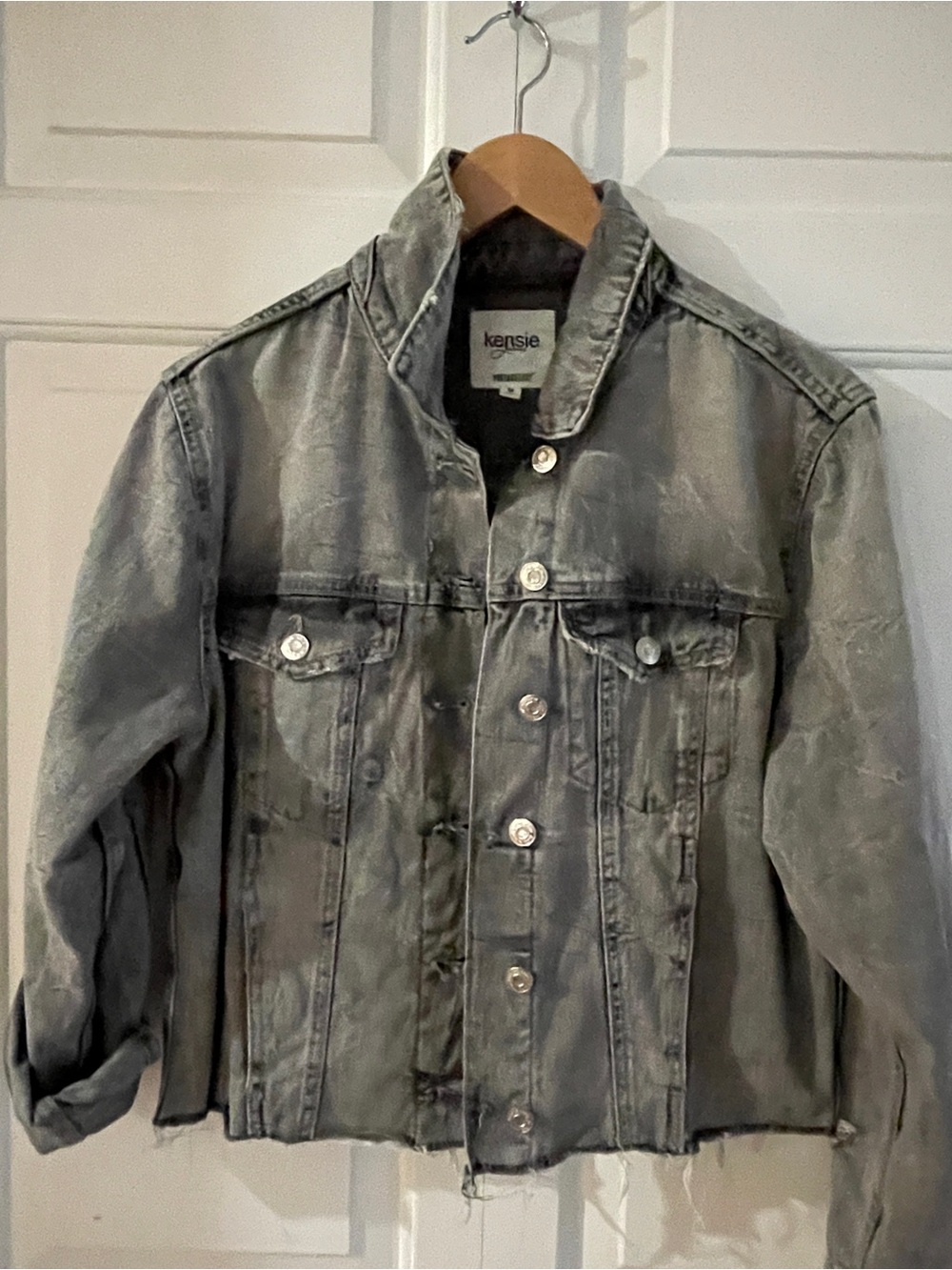 Kensie Men’s Faded Gray Button-Front Denim Jacket